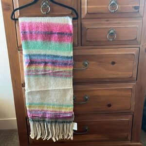 NWT Free People Cream And Pink Striped Blanket!!